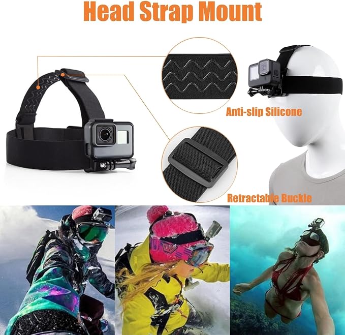4 in 1 Universal Accessories Kit for Action Camera, Chest Strap Harness, Head Strap Mount, 360° Rotating Wrist Strap Mount and Backpack Clip Holder, Adjustable Action Camera Accessories Kit - Image 4