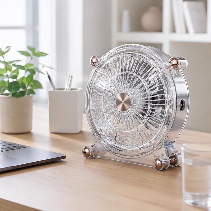 Desk Table Fan Electric Portable, USB Desk Fan, 3 Speed Quiet Personal Fan with 45° Adjustable Tilt, Mini Fan for Office Bedroom Travel, Lightweight & Compact, Easy Clean Design - Image 2