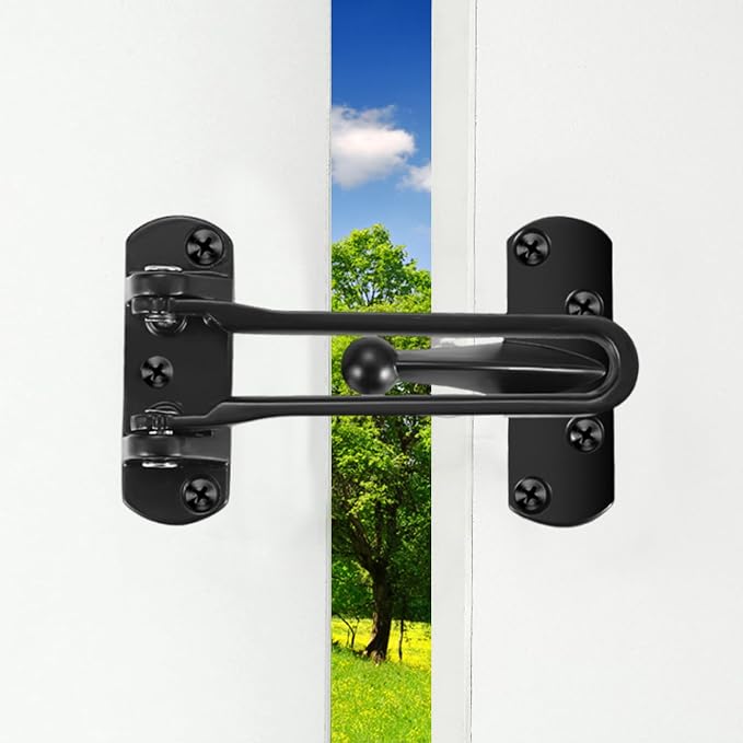 Alise Swing Bar Door Lock,Door Lock for Front Doors and Inside Doors,Black | Security Door Guard Latch for Kids Safety Home Security,Hotel Latch Lock Front Door Child Lock - Image 3