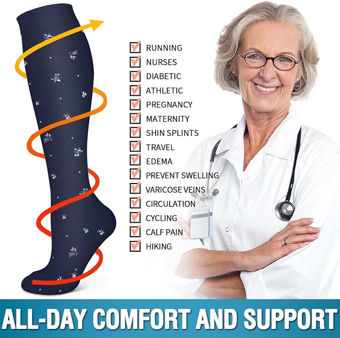 6 Pack Copper Compression Socks for Women and Men Circulation-Best Support for Medical,Running,Nursing,Athletic - Image 6