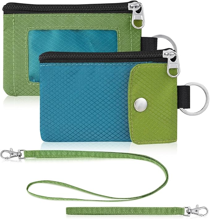 Artpaxy Minimalist Wallet For Mens Womens, Keychain RFID Blocking Zipper Small Wallet with ID Window 2 Lanyards,Water Resistant Travel Cash Card Coin Case Boys Girls by Artpaxy