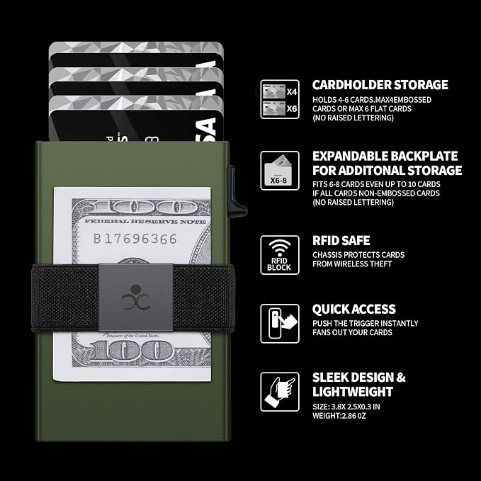 SEMORID RFID Blocking Slim Card Holder Wallet for Men Wallet Minimalist | Durable Expandable Backplate Compact Smart Metal Pop Up Wallet Front Pocket Holds 12+ Cards Plus Cash, Birthady Gifts for Men - Image 8