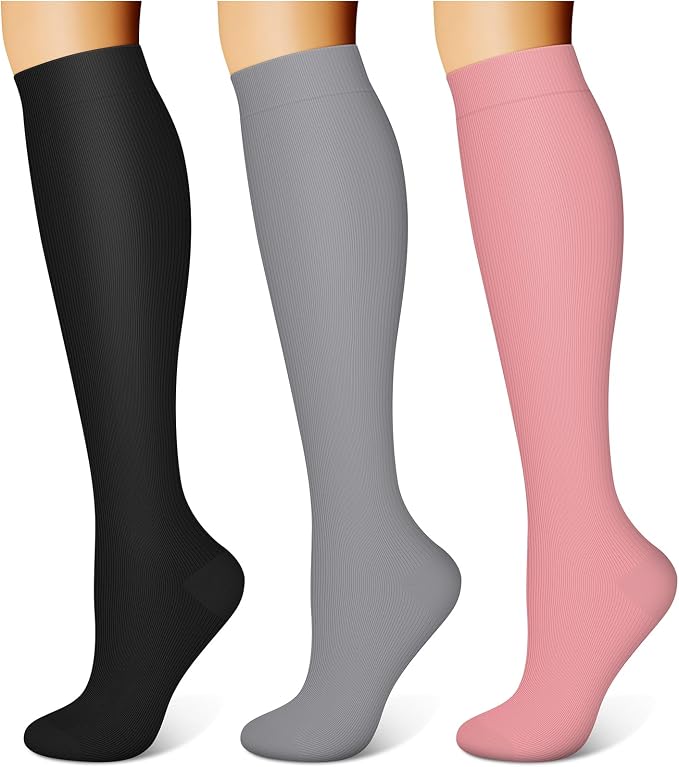 WITHYOU 3 Pairs Compression Socks for Women & Men 15-20 mmHg,Best Support for Nurses Running Hiking by WITHYOU