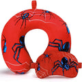 Gilprop 2 Pcs Spider Travel Pillow with Sleep Eye Mask, U Shaped Memory Foam Headrest & Neck Pillow with Washable Cover, Soft Neck Head Support Travel Accessories for Airplane Car Train Bus Trips by Gilprop