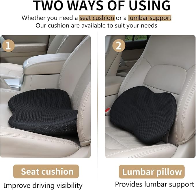 Livtribe Car Seat Cushion, Comfortable Wedge Seat Cushion for Driving | Memory Foam Seat Pad, Breathable Mesh Cover, Non-Slip Bottom, Pressure Relief, Improved Forward View, Road Trip Essentials - Image 2