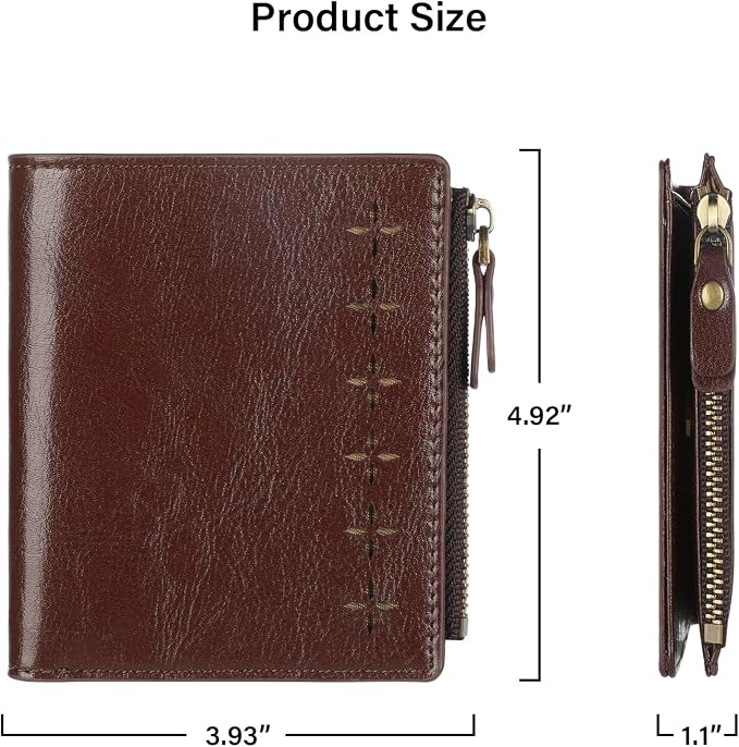 Ultra Thin Small Compact Leather Womens Girls Wallets RFID Blocking Credit Card Holder for Women - Image 5