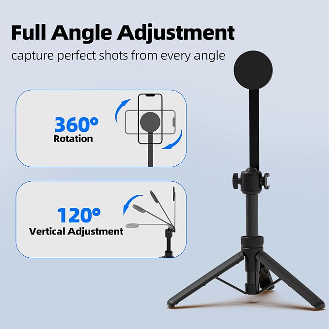 35" Magnetic Selfie Stick Phone Tripod, Extendable Phone Tripod with Cold Shoe and Remote,Compatible with iPhone/Android/Sport Camera Perfect for Video Recording/Selfies/Insta360 x5（Black） - Image 8