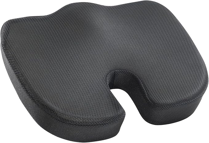 Office Chair Cushion Seat Cushion for Long Sitting ✅– Ergonomic CertiPUR-US® Memory Foam Non Slip Seat Pad for Desk, Car, Travel, Stadium, Bleachers & Airplane ✅– Tailbone Support Pillow by SweetHomeCollection