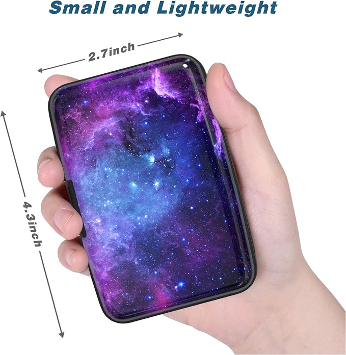 Credit Card Holder, Mini Aluminum Card Wallet RFID Blocking Slim Metal Hard Card Case for Women Men, Galaxy - Image 3