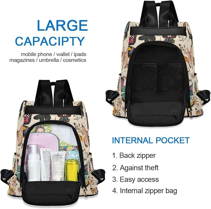 ALAZA Butterfly Pattern Backpack Purse for Women Anti Theft Fashion Back Pack Shoulder Bag - Image 5