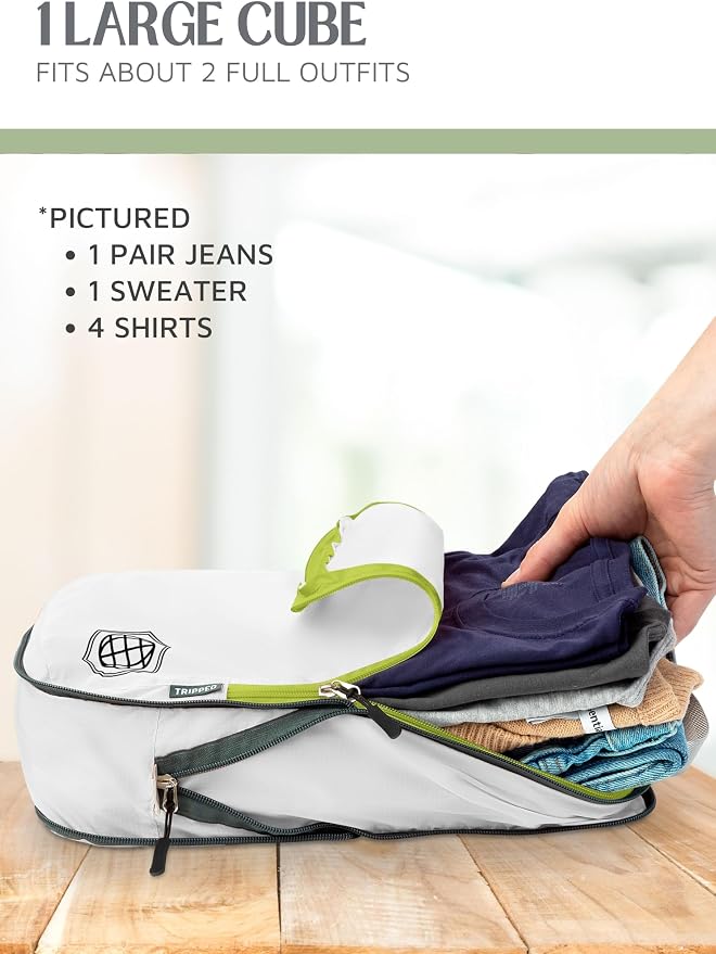 TRIPPED Travel Gear Compression Packing Cubes for Carry-On Travel 2-Pack | Ultralight Ripstop Packing Cubes with Compression Zippers for Organized Carry-On Luggage, Backpack, and Travel Packing - Image 5