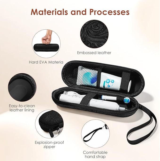 Electric Toothbrush Travel Case, compatible with Oral-B/Oral-B Pro 1000, 1500, 5000, 7000, 7500, 6000, 9600; Philips Sonicare 4100, 5100, 1100, 6100, 5300; Oral-B iO electric toothbrush - Image 5