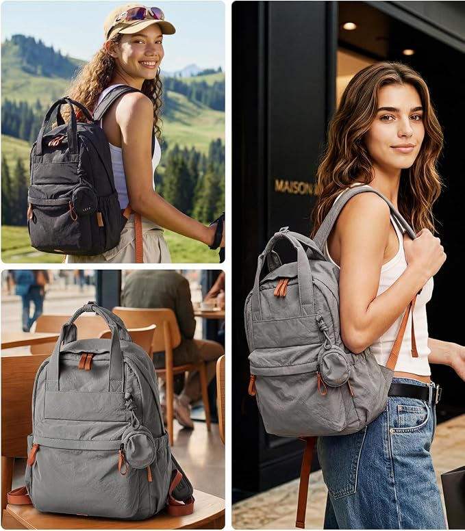 Lightweight Travel Backpack for Women, Anti-Theft Waterproof Hiking Backpack Outdoor Business Casual Daypack 14'' Laptop Work Backpack - Image 5