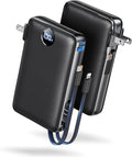 Portable Charger Power Bank 50000mAh Massive Capacity with Wall Plug Black | Built-in USB-C & iOS Cables, 22.5W Fast Charging Battery Pack with LED Display, Travel Essential for Camping, iPhone/Samsung by Sucrosey