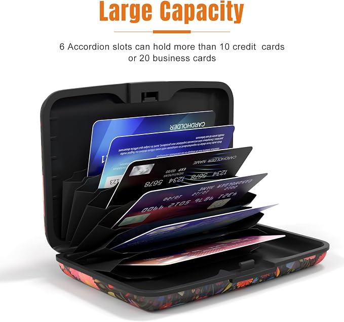 Rimilak Aluminuml Credit Card Holder,Flowers Cat | Mini Credit Card Wallet RFID Blocking Slim Metal Hard Case for Women Men - Image 4