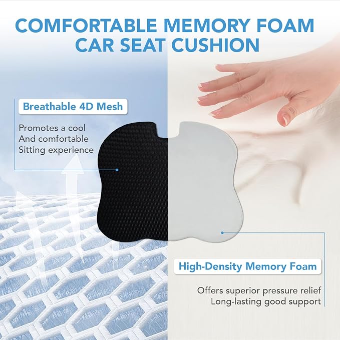 Lofty Aim Car Seat Cushion, Comfort Memory Foam Car Cushions for Driving (Black) - Image 5
