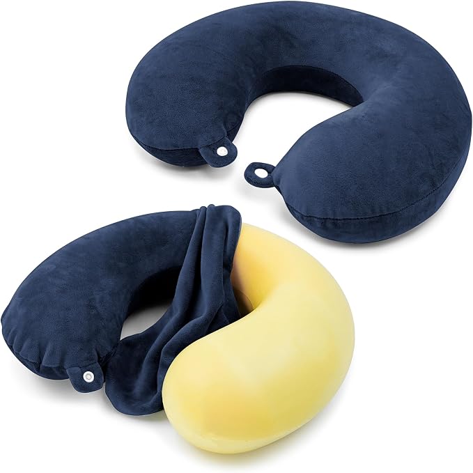 2 Packs Travel Neck Pillow Cover, Reusable U Shaped Neck Pillow Washable Soft Smooth Airplane Pillow Cover (Only Pillow Covers,No Filler) by Philbinden