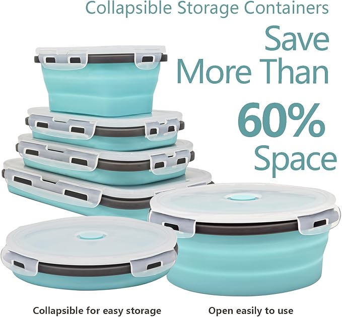 8 Collapsible Food Storage Containers, Silicone Collapsible Food Storage Containers, Collapsible Food Storage Silicone, Rv Collapsible Bowls, Collapsible Storage Containers for Food Camping - Image 6