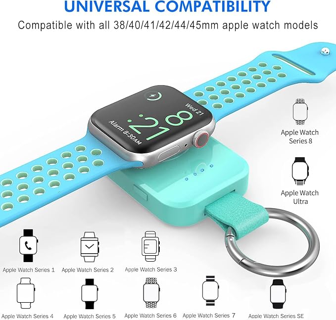 Portable Charger for Apple Watch,Travel Keychain iWatch Wireless Power Bank | Compact Magnetic Charging, 1000mAh Battery,On The Go Power, Travel Essential,for iWatch Series 11/10/9/8/7/6/5/4/3/2/SE/Ultra - Image 2
