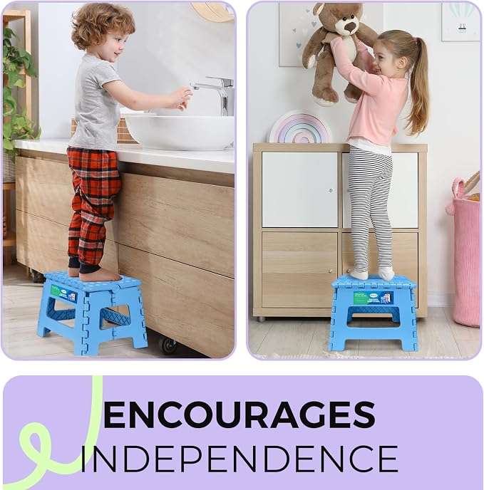 Dyforce Kids Step Stool 9 Inch, 300lbs Folding Step Stool for Toddler | Step stool for Blue,Anti-slip Heavy Duty with Handle, Lightweight Foldable Foot Stool for Bathroom Kitchen Bedroom Outdoor - Image 6