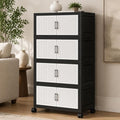 4 Tier Foldable Storage Cabinet with Wheels and Magnetic Doors, Premium PP Material Large Storage Organizer, Space-Saving Utility Storage for Home, Apartments, Dorm, Office, Rv by FoldTrend