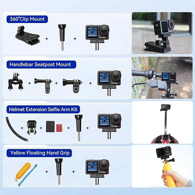 DJI Osmo Action 5 Pro Waterproof Action Camera Bundle, 1/1.3" Sensor | 4K/120fps Video, 47GB Built-In Storage, Original Standard Combo + 58-in-1 Accessory Kit + 2 Extra Batteries + Extra 64GB Card - Image 3