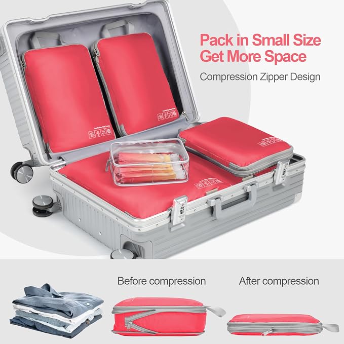 Cambond Compression Packing Cubes for Travel Women - Lightweight Luggage Organizers Bag Packing Cubes for Carry on Suitcases - Image 4