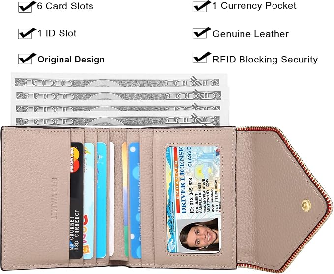 Ultra Thin Small Compact Leather Womens Girls Wallets RFID Blocking Credit Card Holder for Women - Image 2
