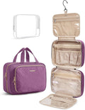 BAGSMART Toiletry Bag Hanging Travel Makeup Organizer with TSA Approved Transparent Cosmetic Bag Makeup Bag for Full Sized Toiletries, Large-Purple by BAGSMART