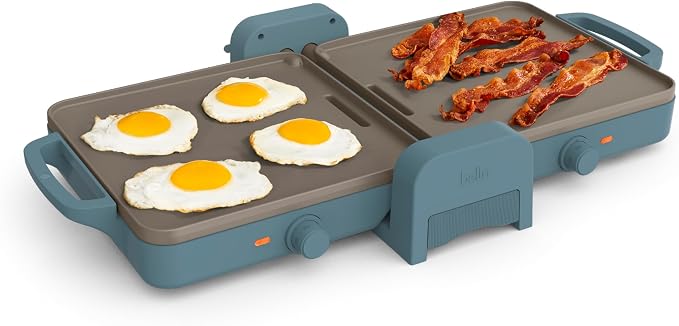 bella 10"x20" Fold and Store Griddle, Non-Toxic, Ceramic Coating, Surf by bella
