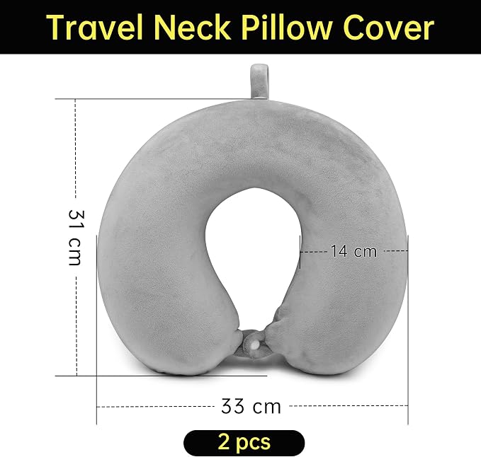 2 Packs Travel Neck Pillow Cover, Reusable U Shaped Washable Soft Smooth Airplane Pillow Cover - Image 2