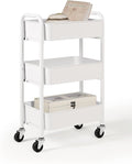 SunnyPoint 3-Tier Delicate Compact Rolling Metal Storage Organizer - Mobile Utility Cart Kitchen/Under Desk Cart with Caster Wheels - WHT (15.35" X 10.24" X 26.8"H) by SunnyPoint