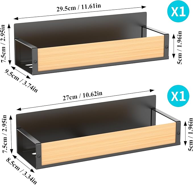 HuggieGems Metal Magnetic Spice Rack for Refrigerator Wood, 2 Pack | Magnetic Shelves Heavy Duty for Fridge in Kitchen, Seasoning Storage Organizer, For Oven Washer and Dryer, For Heavier Items - Image 5