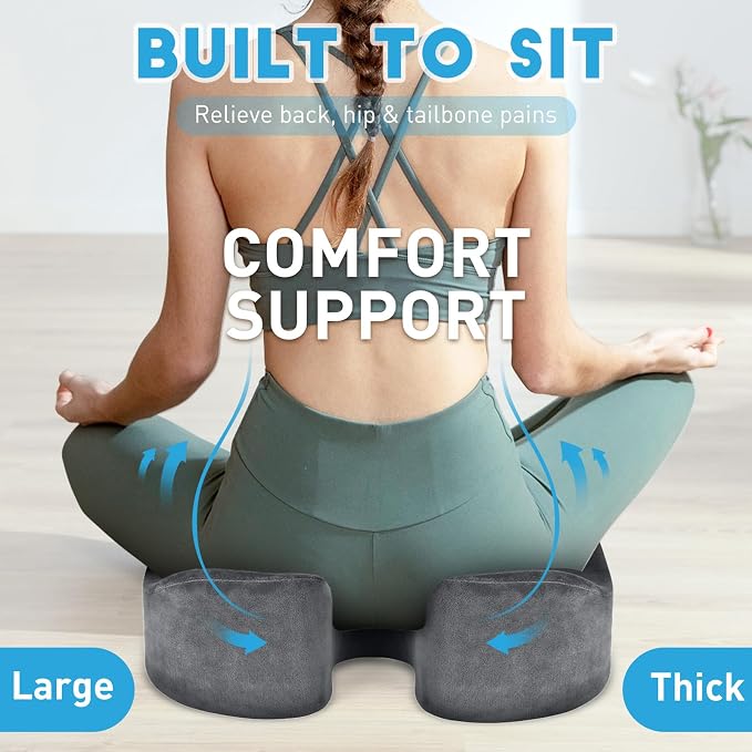 BlissTrends Extra Thick Seat Cushion for Office Chair & Car Seat, LightGrey | Tailbone & Sciatica Relief, Ergonomic Support, High-Density Memory Foam, Comfort for Extended Sitting - Image 6
