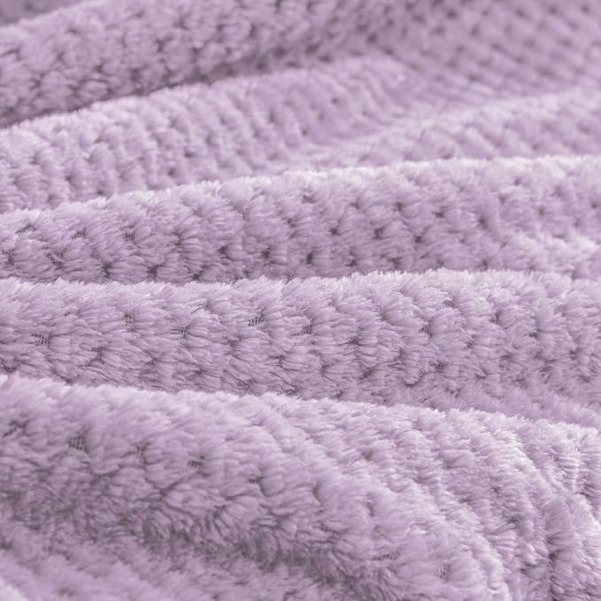 BEDELITE Travel Blanket with Bag, Jacquard Fleece Blanket 65"x40", Lavender | Ultra-soft Airplane Blanket, Luggage Sleeve & Backpack Clip, Travel Essentials for Women, Foldable as Pillow for Long Flight - Image 6