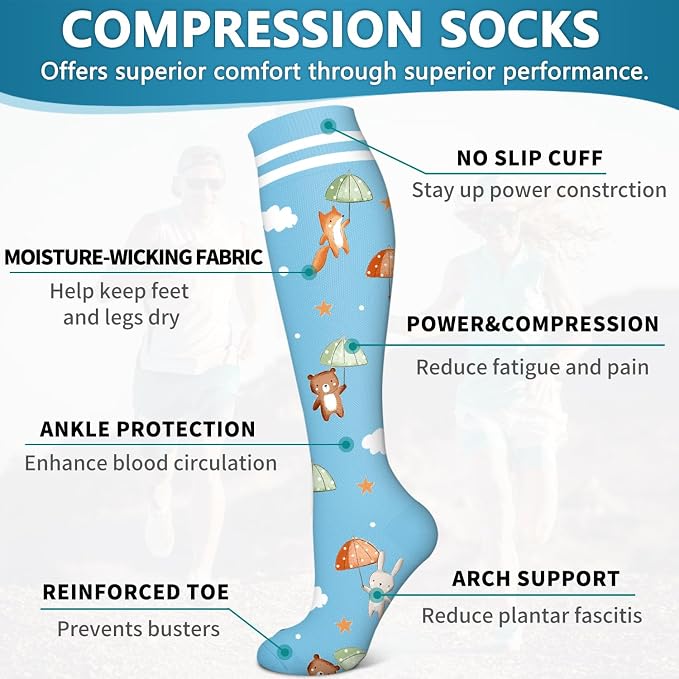 6 Pack Copper Compression Socks for Women and Men Circulation-Best Support for Medical,Running,Nursing,Athletic - Image 5
