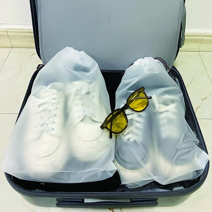 12Pcs Shoe Bags For Travel, 11.8in X 15.7in Large Clear Shoes Storage Organizer with Drawstring, Waterproof Travel Storage Bags for Packing Dust Bags for Men and Women - Image 5