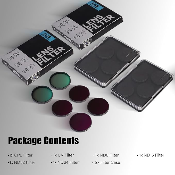 Walking Way Camera Lens Filters UV ND PL Set Compatible with DJI Osmo Action 6 Accessories Kit, 4 Pack CPL ND8 ND16 ND32 Camera Lens Polarizing Neutral Density Filters Multicoated HD Optical Glass - Image 9