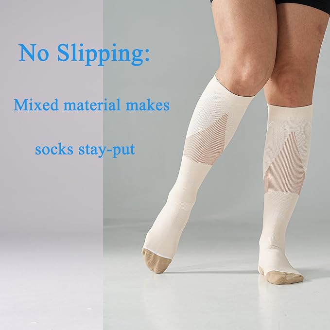 4 Pairs Compression Socks For Women and Men 20-30mmHg Graduated Compression Circulation Support Socks For Travel - Image 6