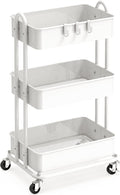 Simple Houseware 3-Tier Heavy Duty Metal Utility Rolling Cart, White by SimpleHouseware