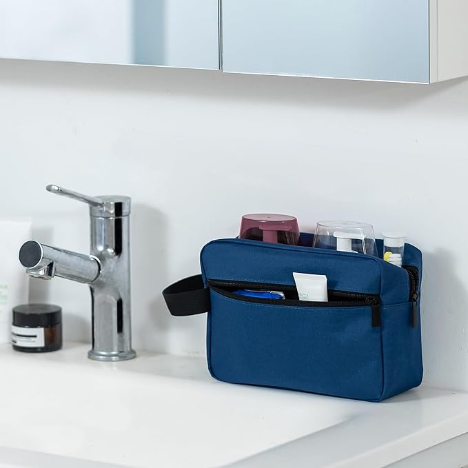 Elviros Travel Toiletry Bag for Women and Men,Lightweight Makeup Bag Hanging Dopp Kit with Shaving Compartment Cosmetic Organizer Small Tool Bag Travel Essentials,Gifts for Men(Navy Blue) - Image 7