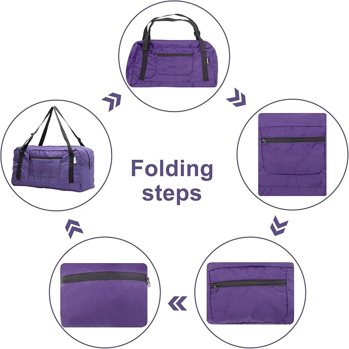 HOLYLUCK Foldable Travel Duffel Bag For Women & Men Luggage Great for Gym (Purple) - Image 2