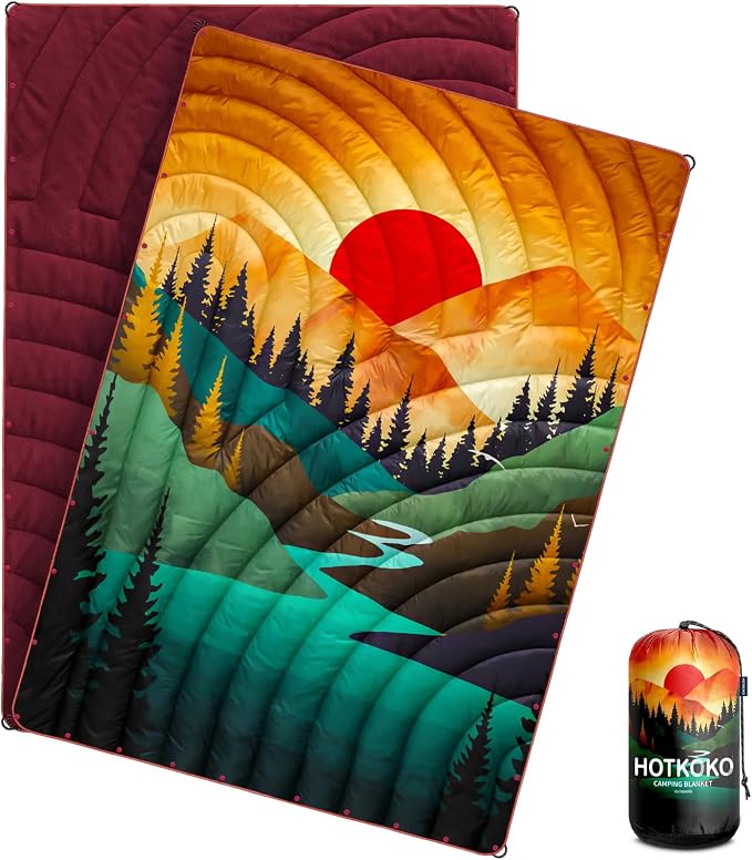 Camping Blanket,Puffy Blanket Lightweight Packable Camping Blanket Outdoor Blanket for Camping,Traveling, Stadium, Hiking, Picnics by hotkoko