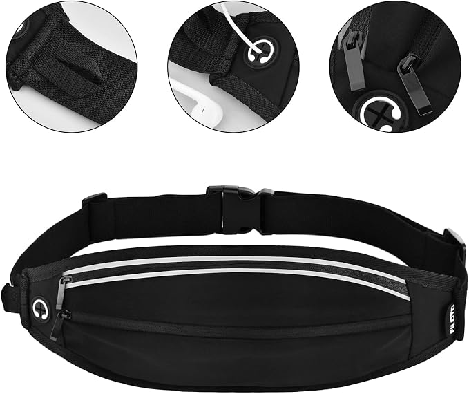 Running Belt Fanny Pack, Running Waist Pack for Women & Men USA Patented Hands-Free Reflective Runner Pouch Belt Fitness Workout Bag No-Bounce Adjustable Sport Travel Fanny Pack Cell (Black) - Image 7