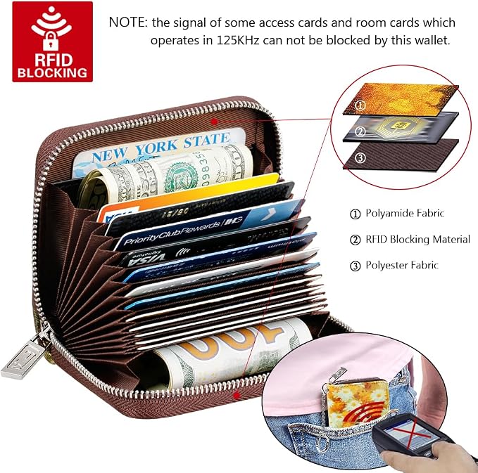 FurArt Zipper Wallet Women RFID Credit Card Holder keychain Wallet | ID Window RFID Blocking Compact Small business 15/16 slots - Image 5