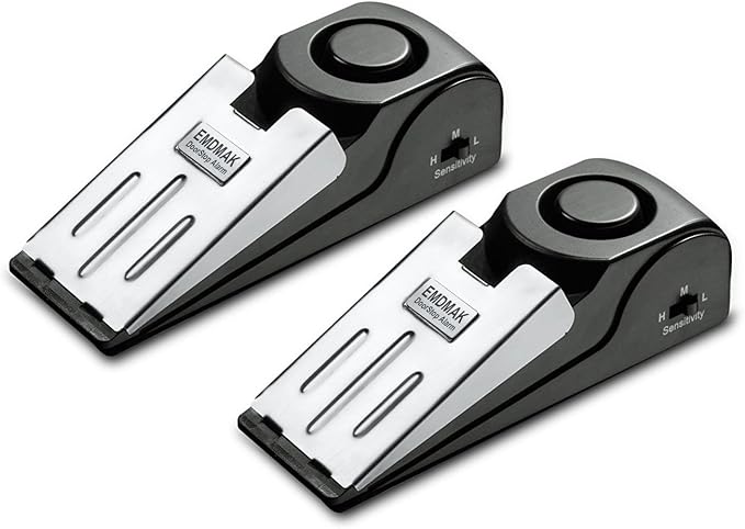 EMDMAK Door Stop Alarm with 120DB Siren Door Stop for Home & Travel (Black) (Pack of 2) by EMDMAK%C2%AE