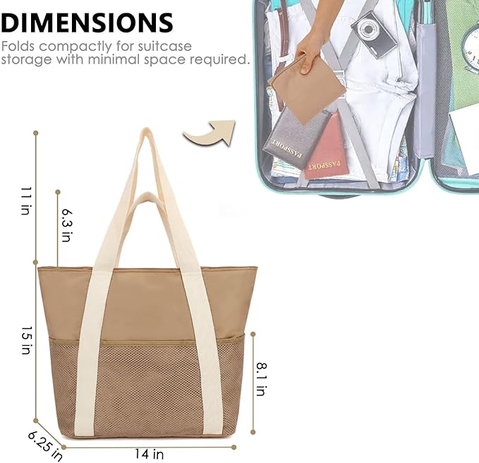 Fammart Mesh Beach Bag for Women, Large Beach Toy Pool Bag with Zipper Pocket, SandProof Cruise Essentials 2026 Family Travel - Image 7