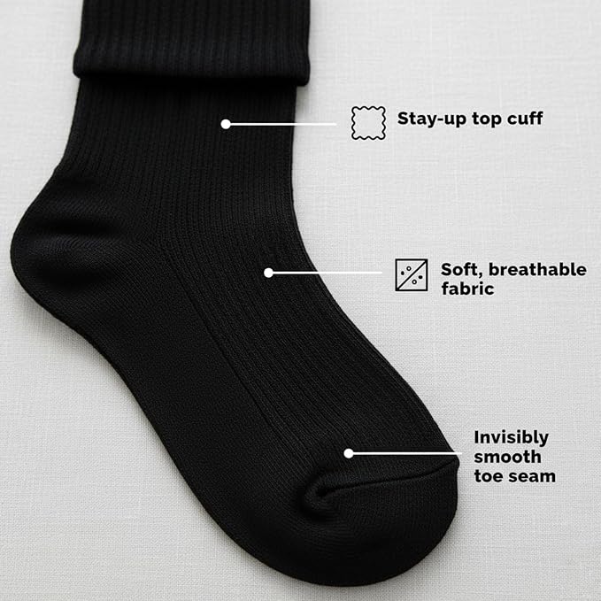 3 Pairs Compression Socks for Women Men 15-20 mmHg | Knee High Compression Stockings Soft Nylon Support Socks for Athletic Running Travel Office Daily Wear & Muscle Recovery - Image 3