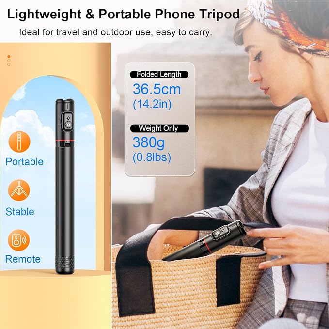 72" Phone Tripod & Selfie Stick - Tripod for iPhone Cell Phone Tripod Stand Holder w Cold Shoe Mount, Portable Travel Tripods for iPhone 16 15 14 13 Pro Max Android Video Recording Vlog - Image 6