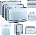 9 Set Packing Cubes Luggage Packing Organizers for Travel Accessories Space Saving Travel Bags for Carry On, Lightweight Mesh Zipper, Clothes, Shoes, Laundry and Shoe Bag (Blue Streak) by Ougrand